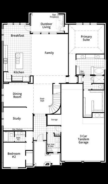 2D floor plan layout of this home in Star Trail: 65ft. lots, Prosper, TX (Image 4).