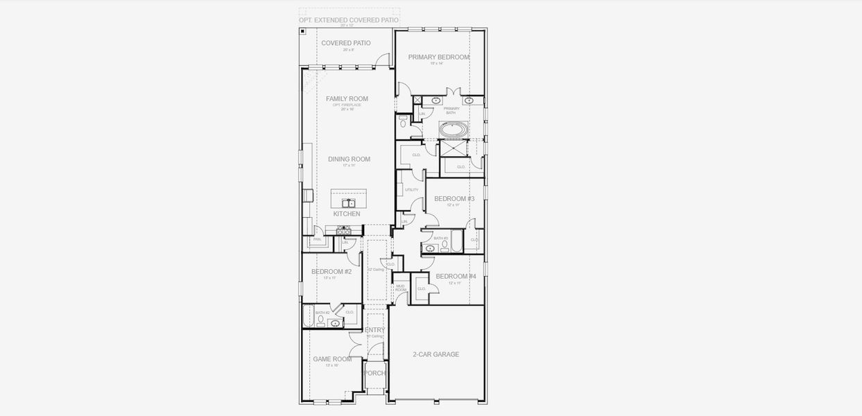 2D floor plan layout for the 2513W by Perry Homes in Briggs Ranch 50', San Antonio, TX (Image 5). 2D floor plan layout for the 2513W by Perry Homes in Briggs Ranch 50', San Antonio, TX (Image 5).