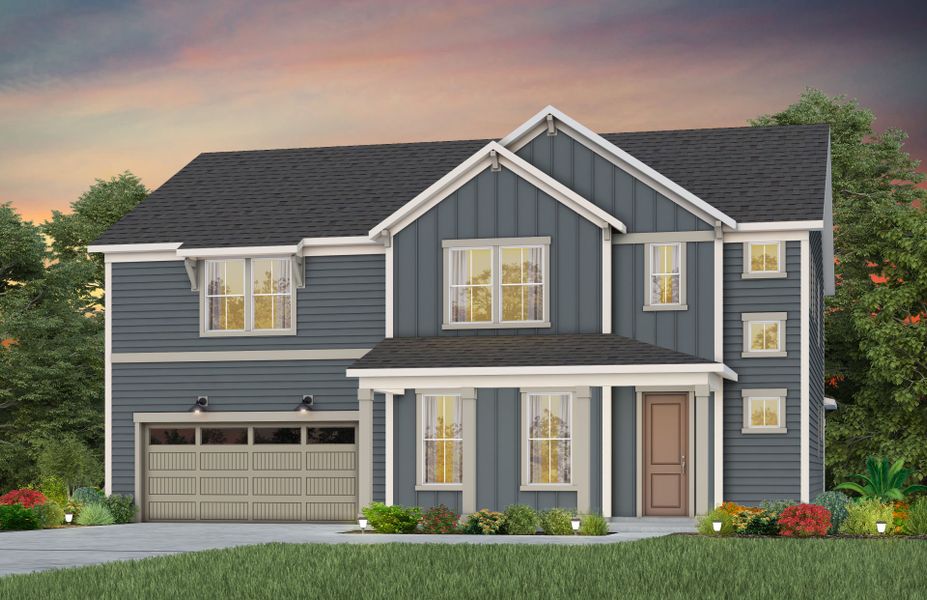 Representative exterior photo of a completed home built from the Montadale by Pulte Homes in The Retreat at Carolina Ridge, Harrisburg, NC (Image 6).