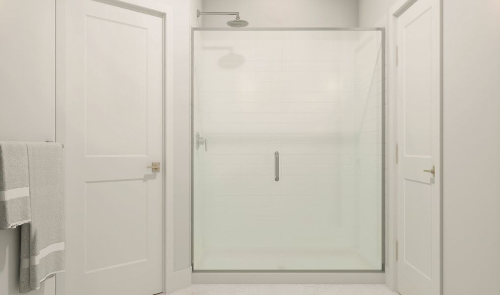 Primary bath with glass shower enclosure Primary bath with glass shower enclosure