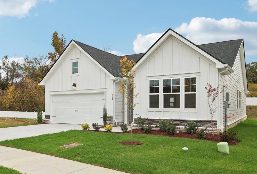 Front exterior of a new home in Cedars at Cane Ridge | 55+ Community, Antioch, TN, highlighting curb appeal (Image 21).