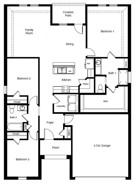 2D floor plan layout of this home in Rosewood at Beltmill, Fort Worth, TX (Image 4).
