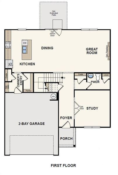 2D floor plan layout of this home in Hawthorne Reserve, Dallas, GA (Image 4).