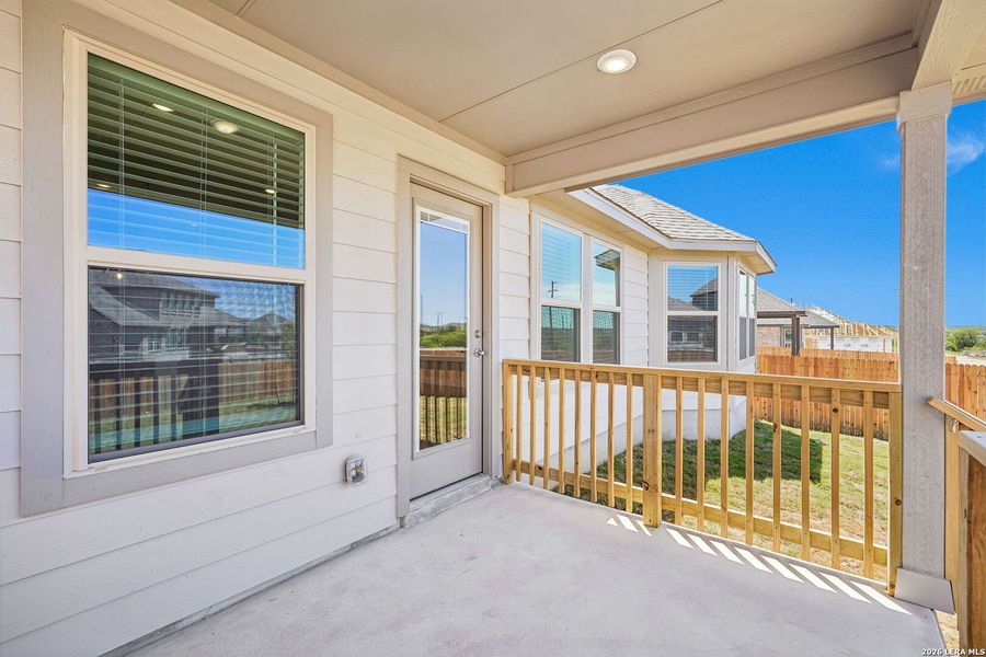 Exterior details and patio area of a home in Arcadia Ridge - Classic Series, San Antonio (Image 25).