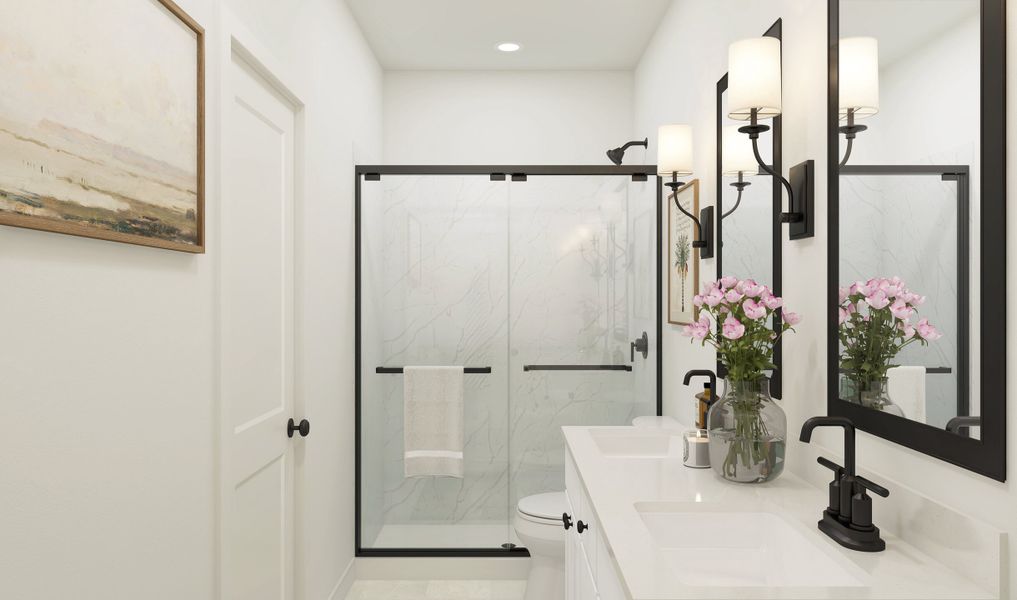 Primary bath with glass shower enclosure Primary bath with glass shower enclosure