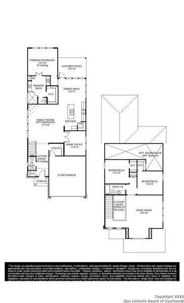 2D floor plan layout of this home in The Parklands, Schertz, TX (Image 2).