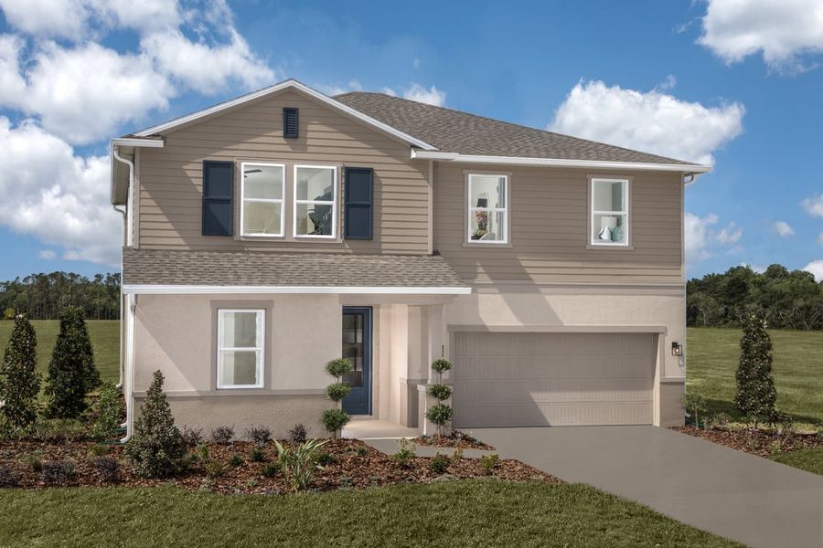 Representative exterior photo of a completed home built from the Plan 2566 Modeled by KB Home in The Preserve at Legends Pointe II, Hudson, FL (Image 14).
