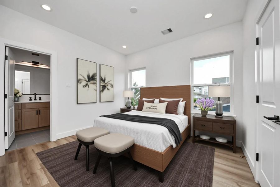 Discover the charm of this virtually staged, sunlit third bedroom on the second floor, offering a perfect blend of style and comfort.