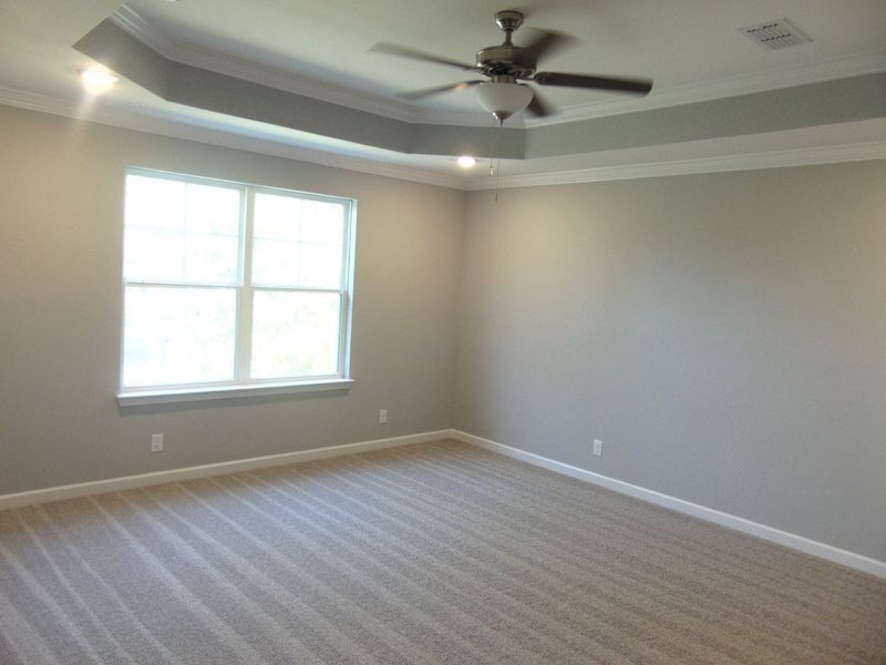 The primary bedroom has a lovely tray ceiling with led lights, as well as a large private bathroom. The primary bedroom has a lovely tray ceiling with led lights, as well as a large private bathroom.