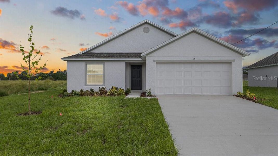 Front exterior of a new home in , Frostproof, FL, highlighting curb appeal (Image 1). Front exterior of a new home in , Frostproof, FL, highlighting curb appeal (Image 1).