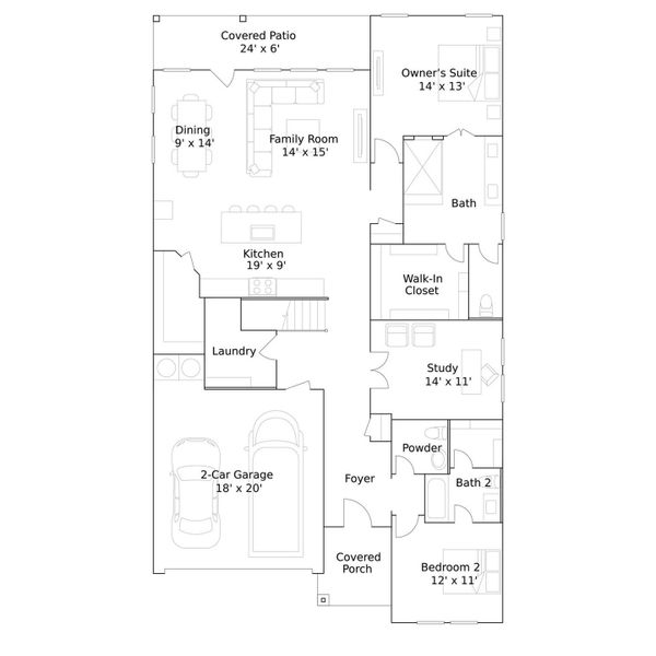 2D floor plan layout of this home in The Grand Prairie, Hockley, TX (Image 2).
