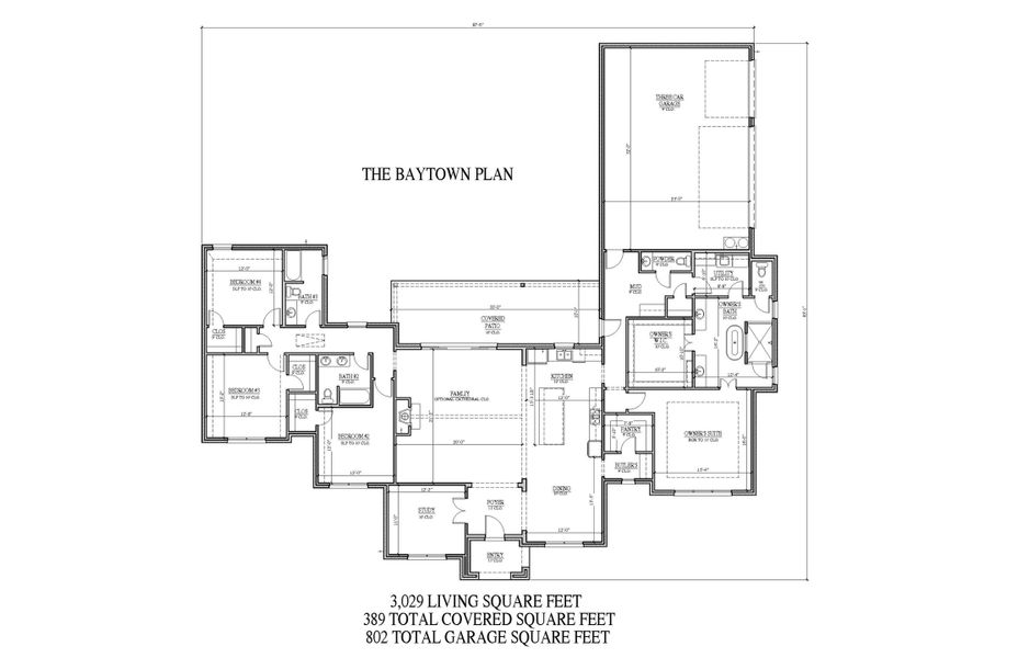 2D floor plan layout for the The Baytown by Kenmark Homes in Aledo Heights - Aledo ISD, Aledo, TX (Image 3).