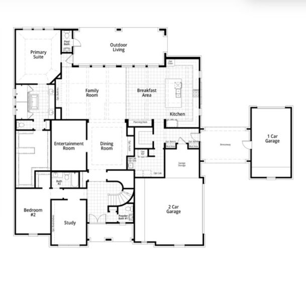 2D floor plan layout for the RavennaGR Plan by Highland Homes in Estates at Bristol Valley, Heath, TX (Image 3).