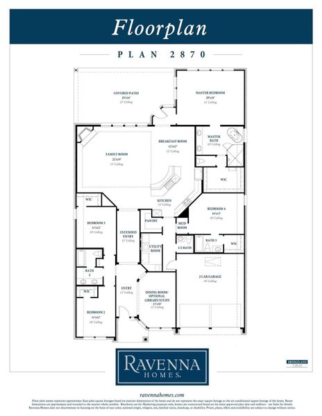 2D floor plan layout of this home in Bridgeland 60′, Cypress, TX (Image 5).