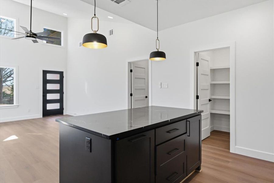 Walk in Pantry with custom shelving!