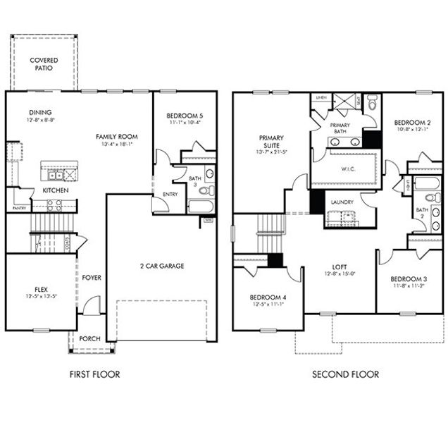 2D floor plan layout for the Chatham by Meritage Homes in Waterside, Longs, SC (Image 3).