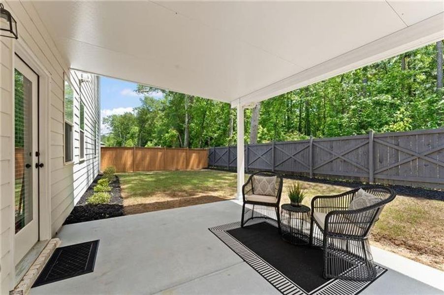 Exterior details and patio area of a home in Tapp Farm, Powder Springs (Image 2). Exterior details and patio area of a home in Tapp Farm, Powder Springs (Image 2).
