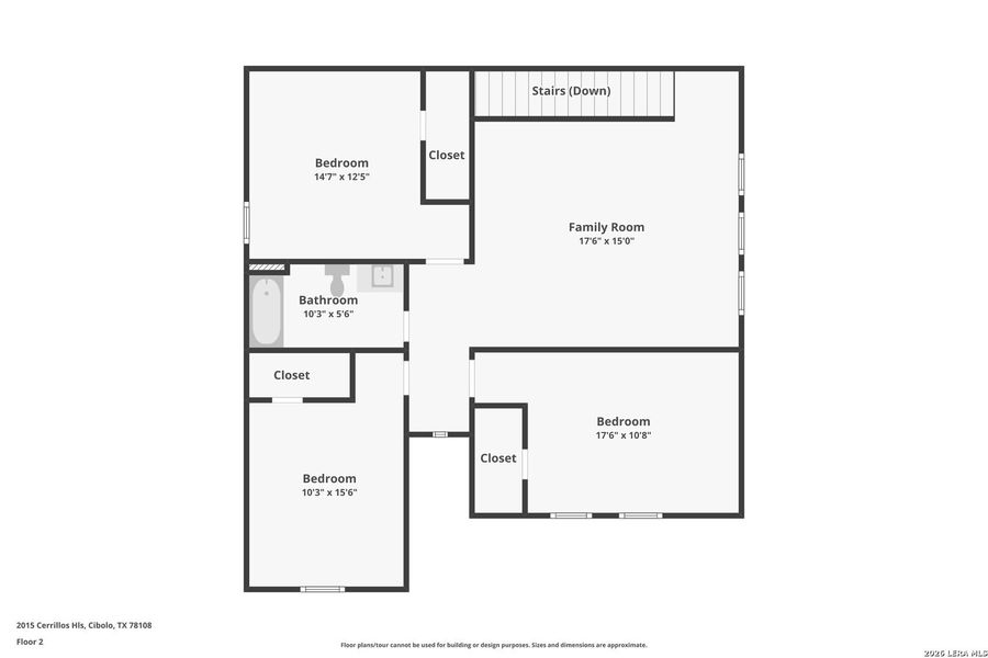 2D floor plan layout of this home in Grace Valley, Cibolo, TX (Image 7).