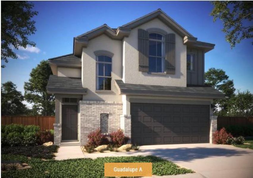 Front exterior of a new home in Saddle Ridge at Wildhorse Ranch, Manor, TX, highlighting curb appeal (Image 1). Front exterior of a new home in Saddle Ridge at Wildhorse Ranch, Manor, TX, highlighting curb appeal (Image 1).