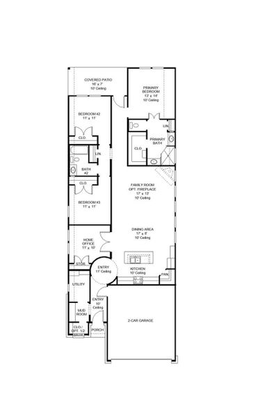 2D floor plan layout of this home in Brookewater 40', Rosenberg, TX (Image 2).
