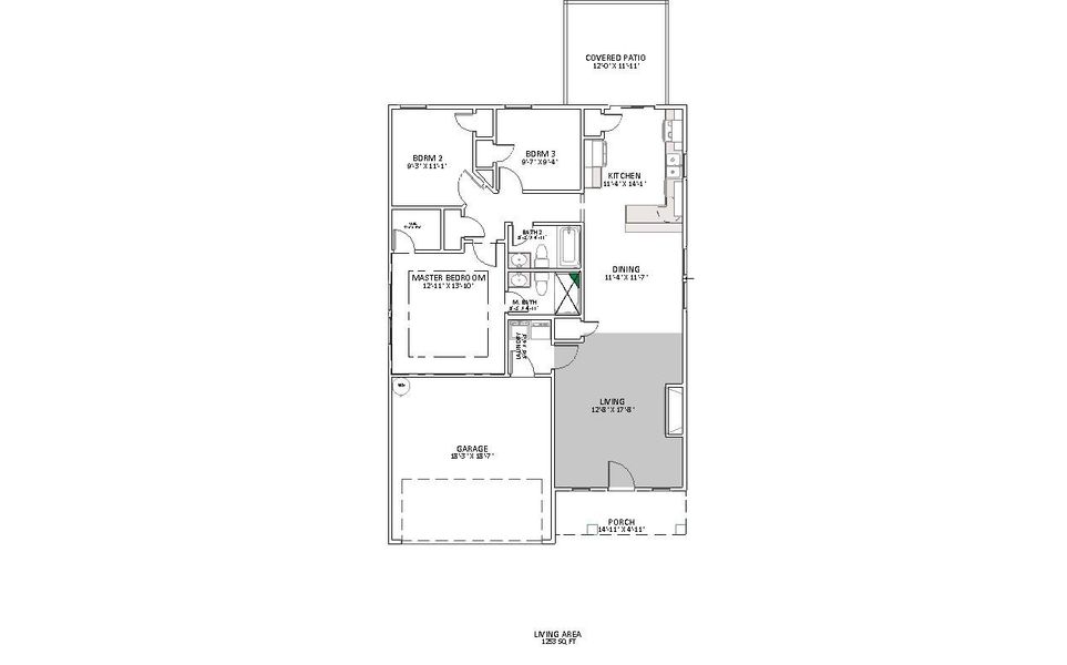 2D floor plan layout for the Pacific by Enchanted Homes in Hampshire Heights, Moore, SC (Image 3).