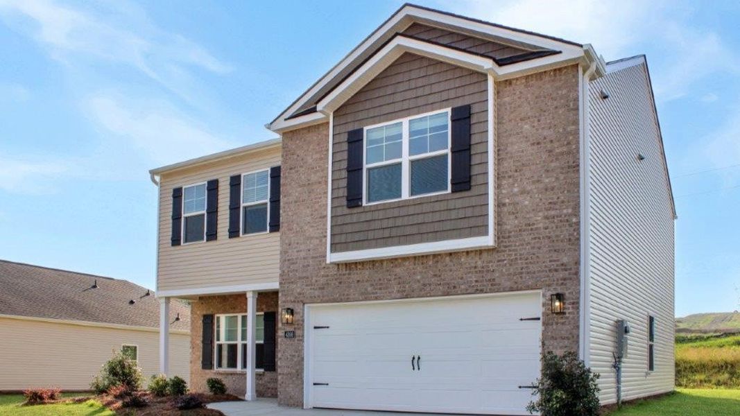 Front exterior of a new home in Lone Oaks Farm, Cleveland, TN, highlighting curb appeal (Image 2). Front exterior of a new home in Lone Oaks Farm, Cleveland, TN, highlighting curb appeal (Image 2).