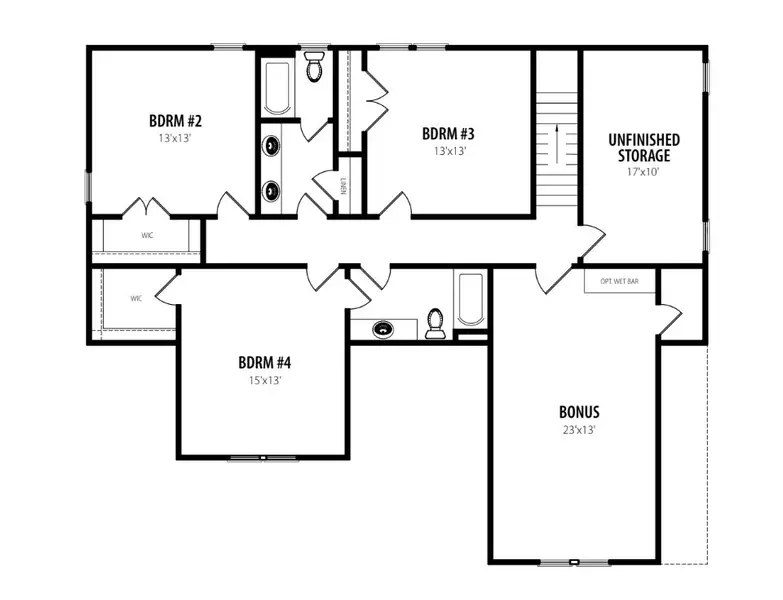 2D floor plan layout for the Evergreen by RiverWILD Homes in Sommerset Pond, Wendell, NC (Image 3). 2D floor plan layout for the Evergreen by RiverWILD Homes in Sommerset Pond, Wendell, NC (Image 3).