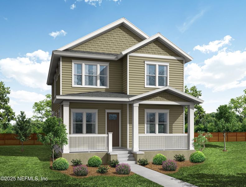 Front exterior of a new home in , Jacksonville, FL, highlighting curb appeal (Image 1).