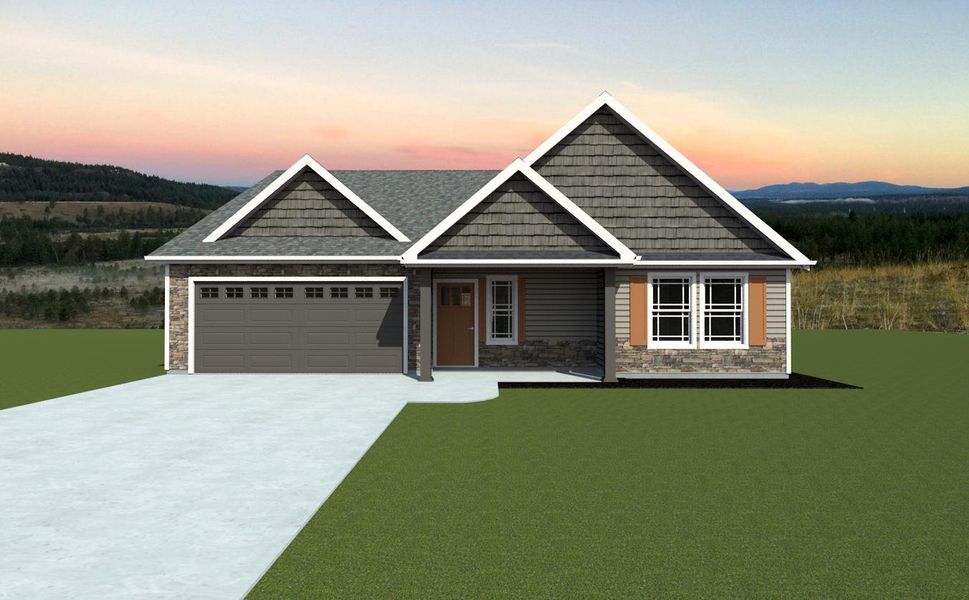 Representative exterior photo of a completed home built from the Franklin by Enchanted Homes in Fall Creek, Inman, SC (Image 23). Representative exterior photo of a completed home built from the Franklin by Enchanted Homes in Fall Creek, Inman, SC (Image 23).