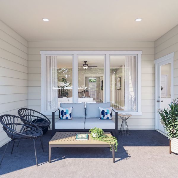 Exterior details and patio area of a home in Mason Woods, Cypress (Image 3).