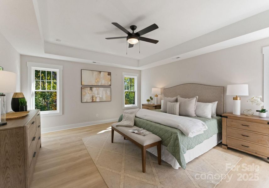 Primary Bedroom with Tray Ceilings