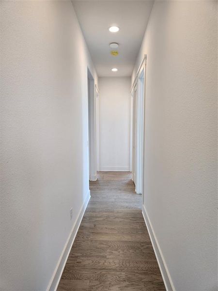 Hallway to Secondary Bedrooms hardwood / wood-style flooring