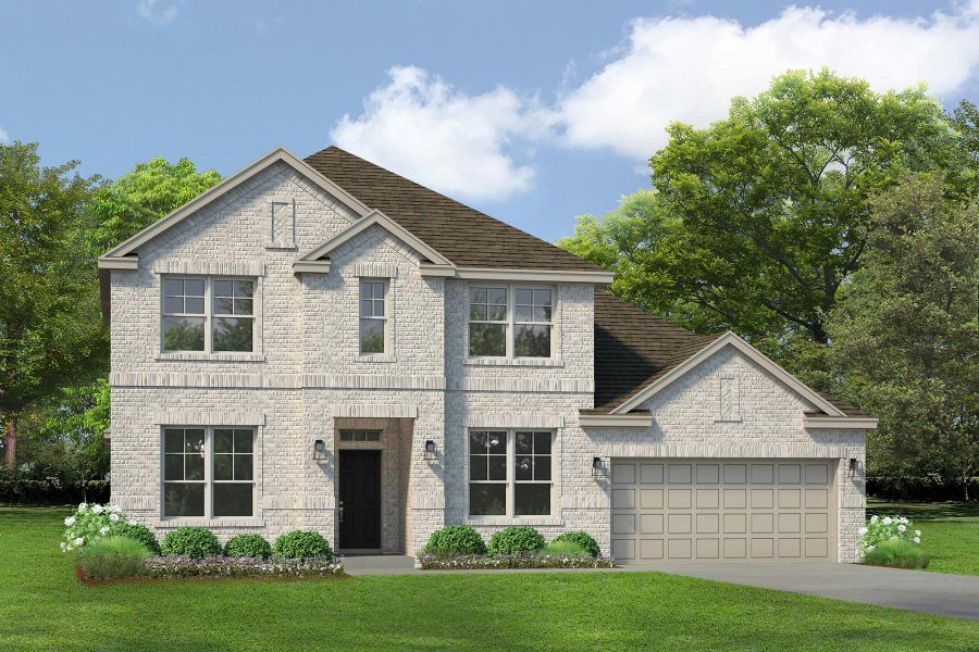 Front exterior of a new home in Kentsdale Farms, DeSoto, TX, highlighting curb appeal (Image 1). Front exterior of a new home in Kentsdale Farms, DeSoto, TX, highlighting curb appeal (Image 1).