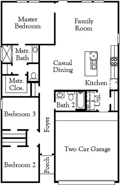 2D floor plan layout for the Potter by Coventry Homes in Briarwood, Elgin, TX (Image 3).