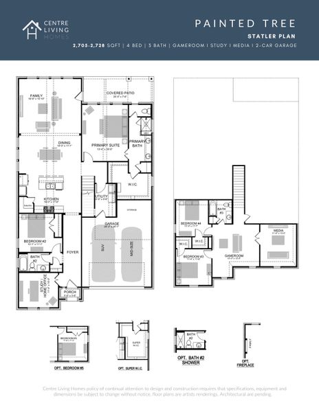 2D floor plan layout for the Statler by Centre Living Homes in Painted Tree Woodland West, McKinney, TX (Image 5). 2D floor plan layout for the Statler by Centre Living Homes in Painted Tree Woodland West, McKinney, TX (Image 5).