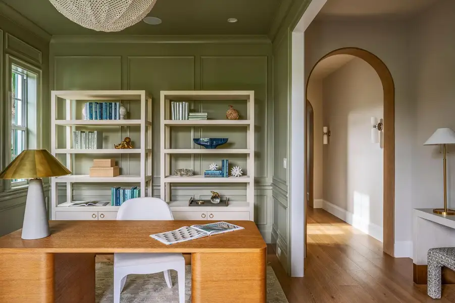 19 - Home office with sage green panelin