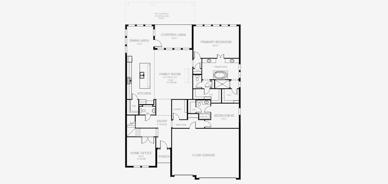 2D floor plan layout of this home in Sanctuary at Seaire, Parrish, FL (Image 3).