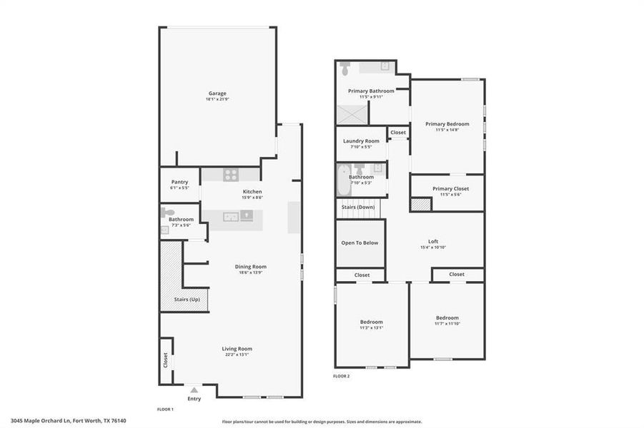 2D floor plan layout of this home in Orchard Village, Fort Worth, TX (Image 6).