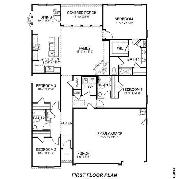 2D floor plan layout for the Madison by D.R. Horton in Sylvan Creek, Denver, NC (Image 3).