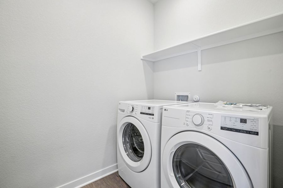 A washing machine and dryer.