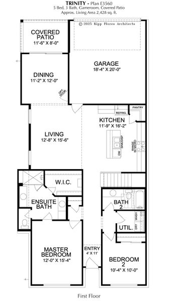 2D floor plan layout for the Trinity by Landon Homes in Fields - East Village, Frisco, TX (Image 3).