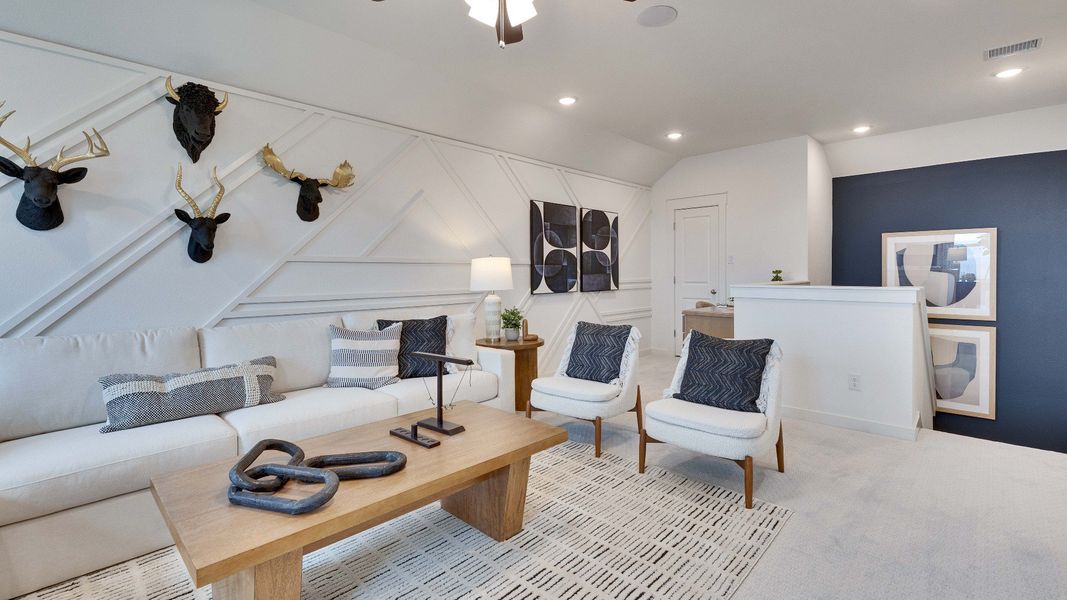 Representative furnished interior of a home built from the Meyerson by DRB Homes in Infinity Square, Kyle (Image 46).
