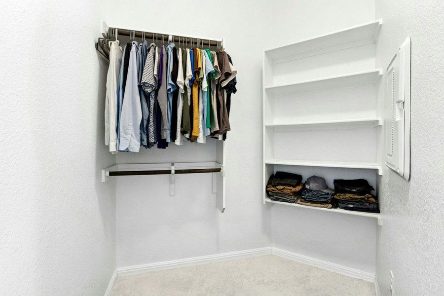 Oversized closet with built-in area for shoes, purses. Oversized closet with built-in area for shoes, purses.