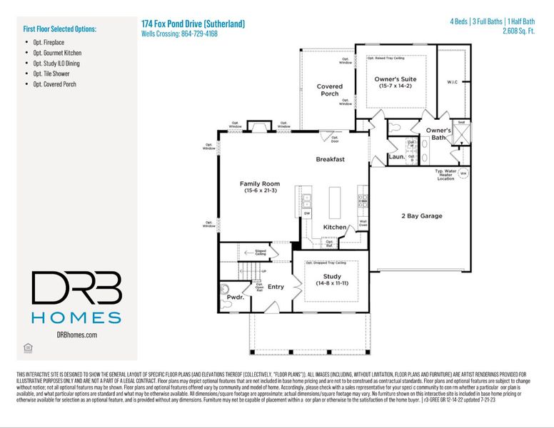 2D floor plan layout of this home in Wells Crossing, Seneca, SC (Image 3).