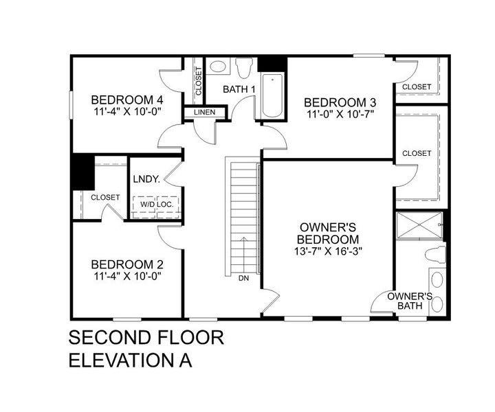 2D floor plan layout for the Fairview by Ryan Homes in Summertree, Stone Mountain, GA (Image 3).