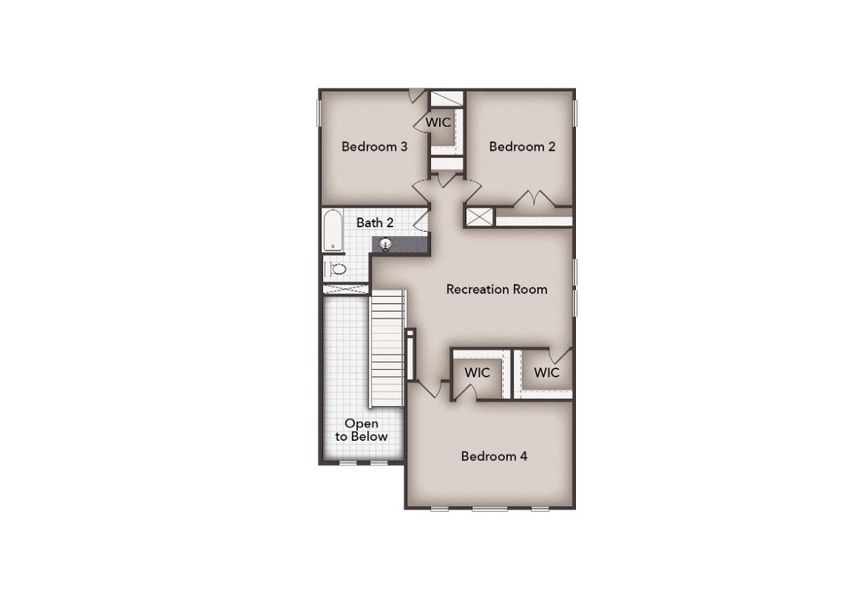 2D floor plan layout for the Heritage Mill 2446 by Brohn Homes in Heritage Mill, Hutto, TX (Image 4).