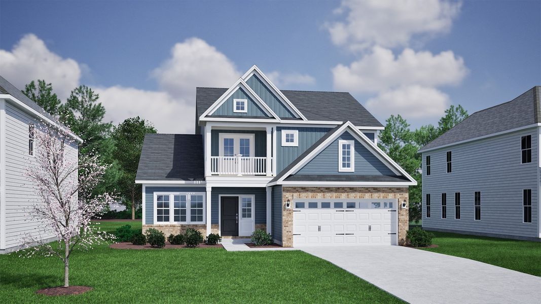 Representative exterior photo of a completed home built from the Nantahala II - Vanguard Collection by Mungo Homes in Scotts Hill Village, Wilmington, NC (Image 22).