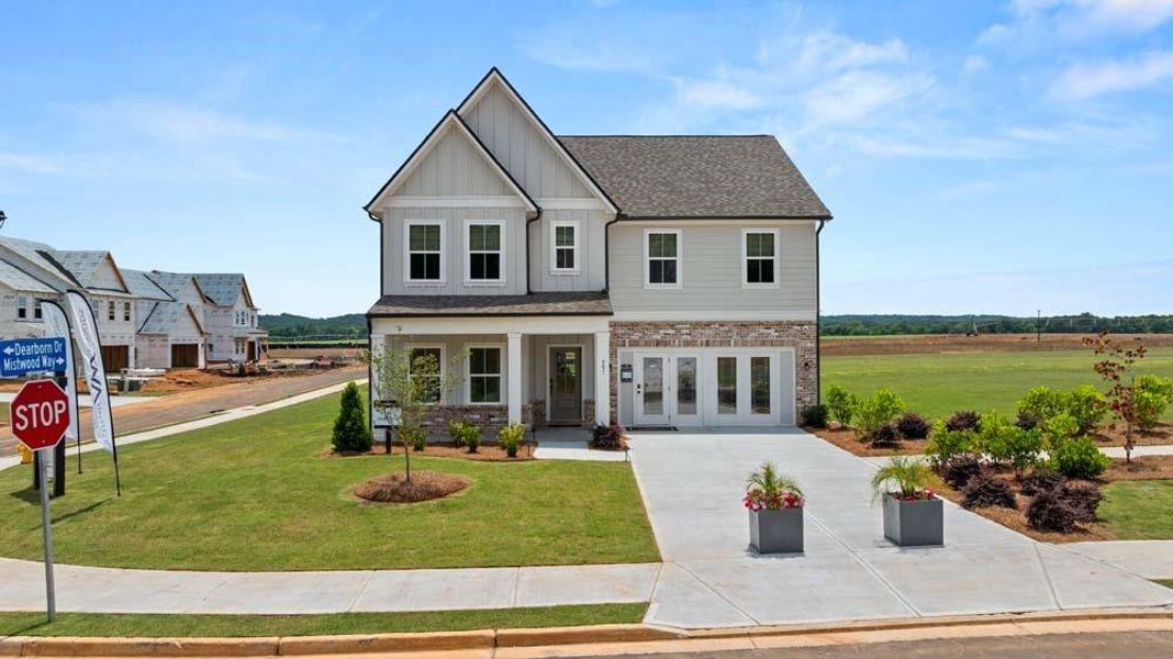 Front exterior of a new home in Langston Reserve, Cartersville, GA, highlighting curb appeal (Image 1). Front exterior of a new home in Langston Reserve, Cartersville, GA, highlighting curb appeal (Image 1).