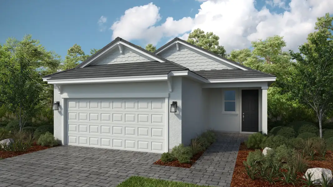 Representative exterior photo of a completed home built from the Rivera by Taylor Morrison in Esplanade at Solaeris, Port St. Lucie, FL (Image 18).