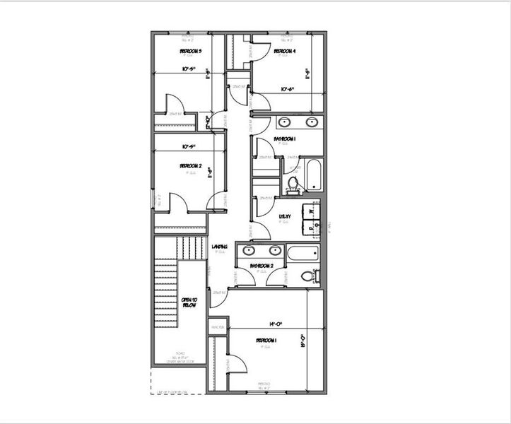 Level two with four bedrooms, two baths and laundry room